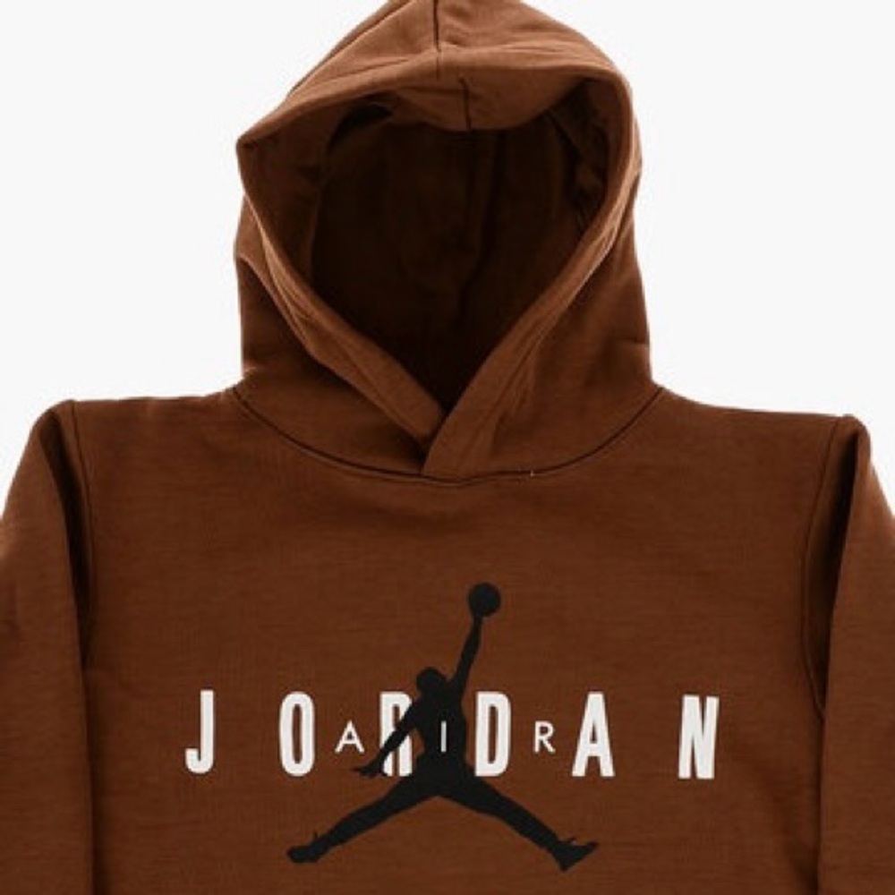 Air Jordan Jumpman Logo Brushed Pullover Brown Hoodie Kids Sz L 12-13 yrs